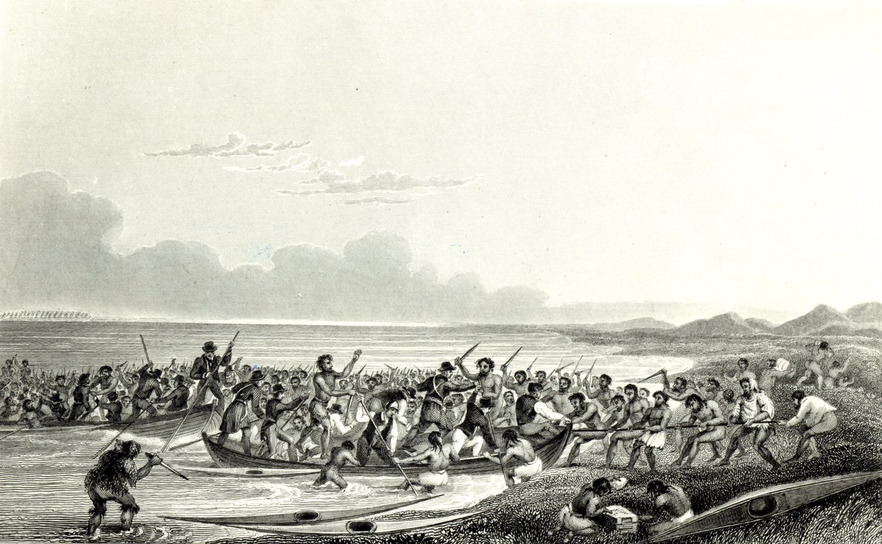 Eskimoes Pillaging the Boats، د اډوارډ فرانسیس فینډین (1791-1857) لخوا د می 1828 پولی لخوا لیکل شوی autorstwa George Back