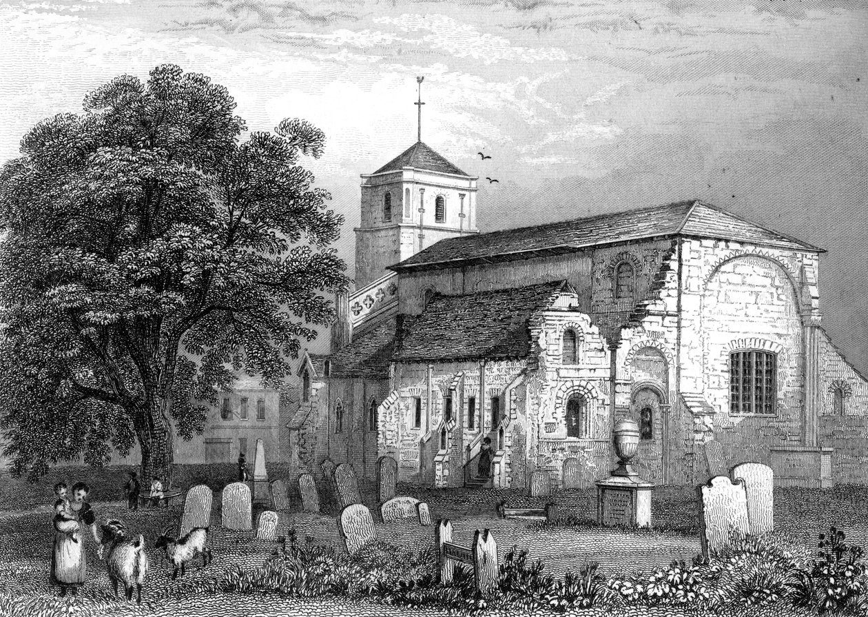 Waltham Abbey Church, Essex, grawerowane przez Johna Rogersa, 1831 autorstwa George Bryant Campion
