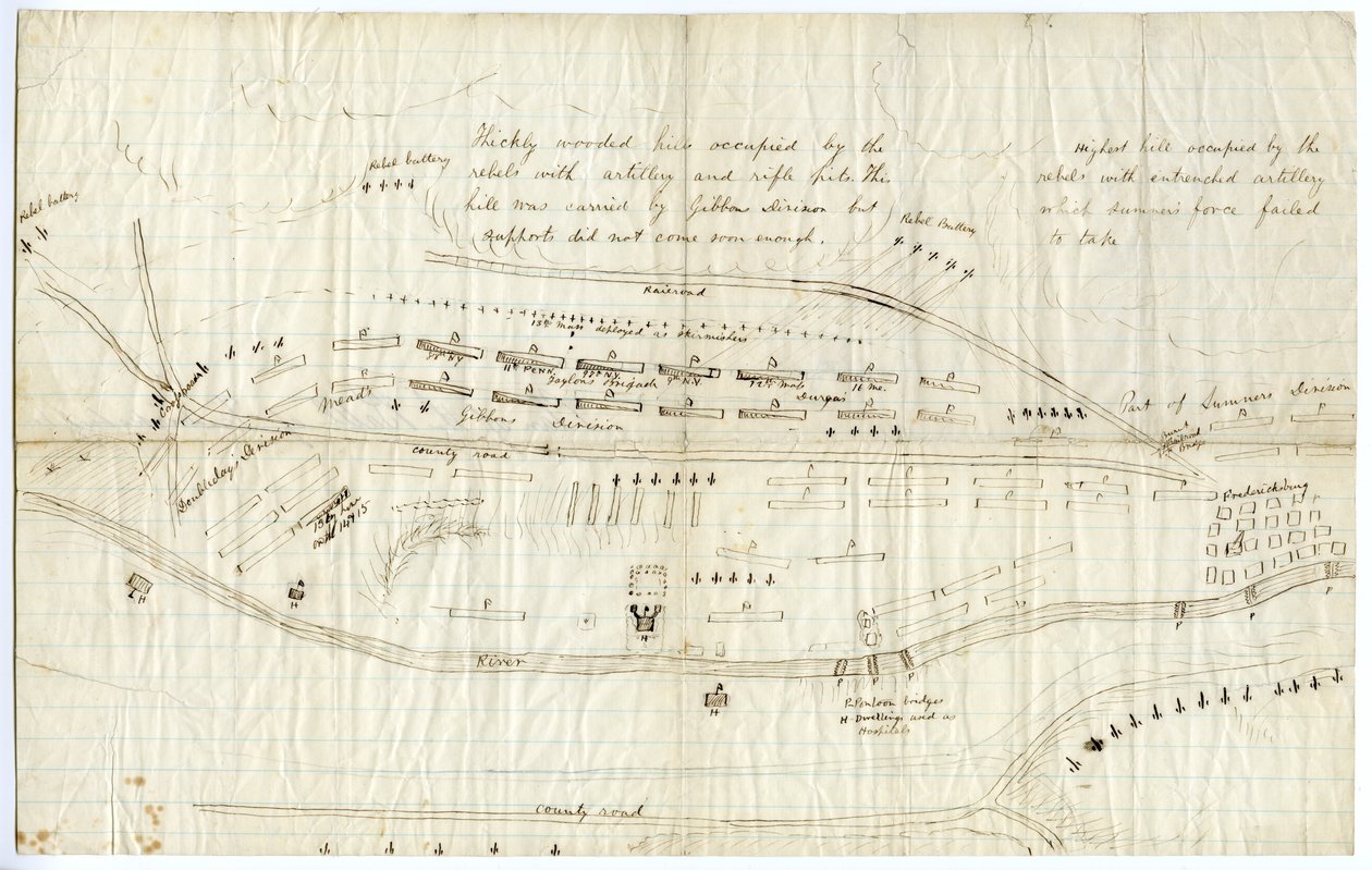Mapa Fredericksburga, ok. grudzień 1862 r. autorstwa George Bush