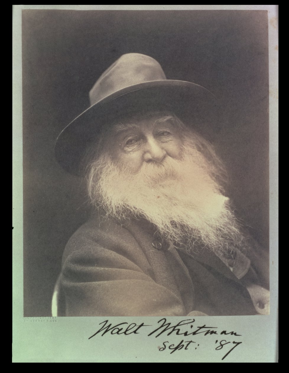 Śmiejący się filozof", portret Walta Whitmana (1819-91) wrzesień 1887 r. autorstwa George C. Cox