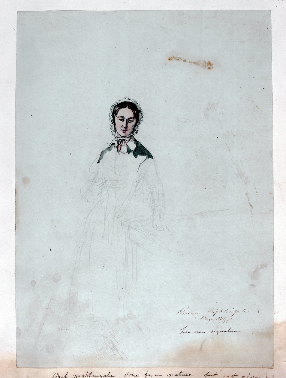 Niedokończony portret Florence Nightingale (1820-1910) 1856 (ołówek, pióro, tusz i wc na papierze) autorstwa George Cadogan