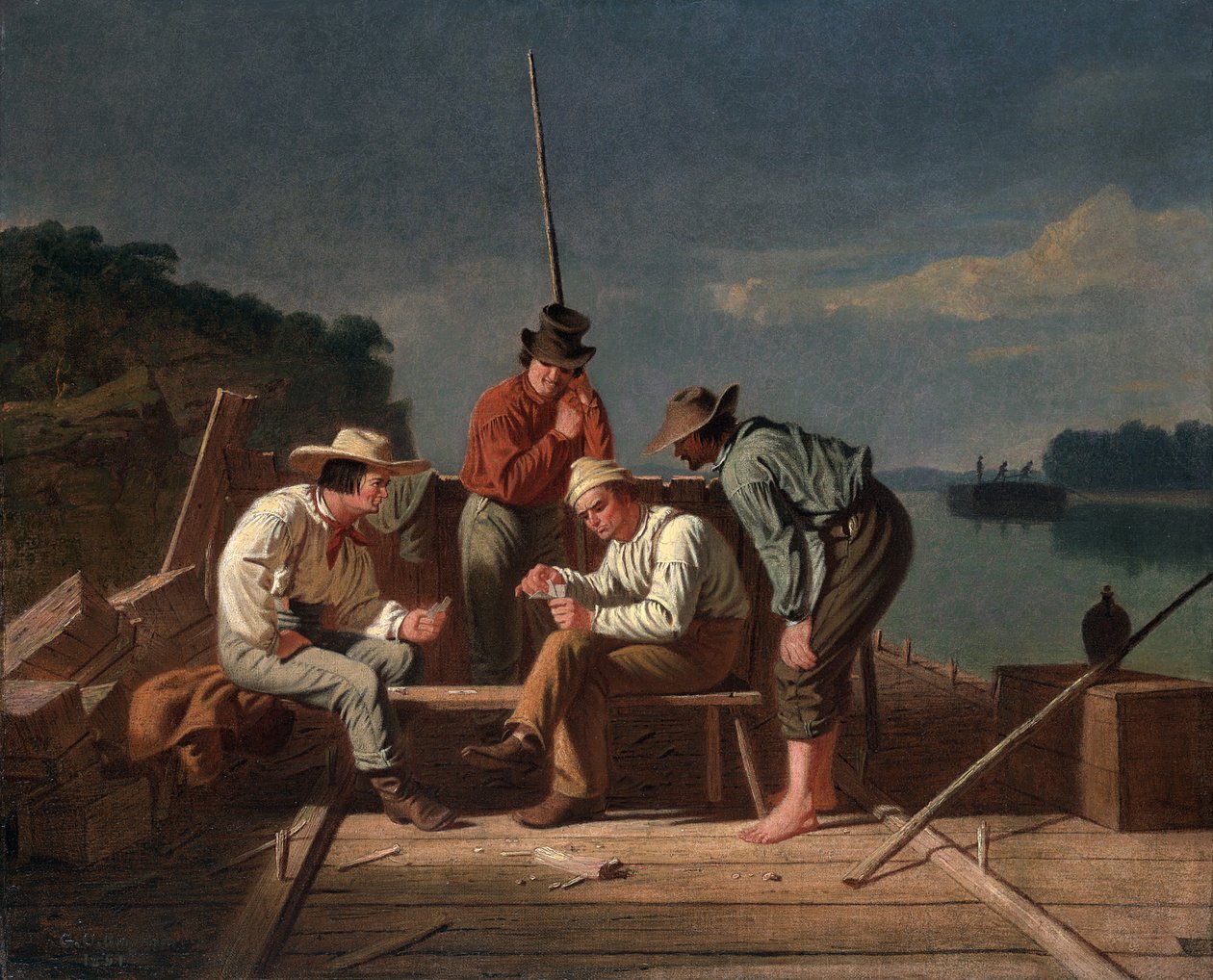 W rozterce, czyli Missisipi flisacy na kartach, 1851 autorstwa George Caleb Bingham