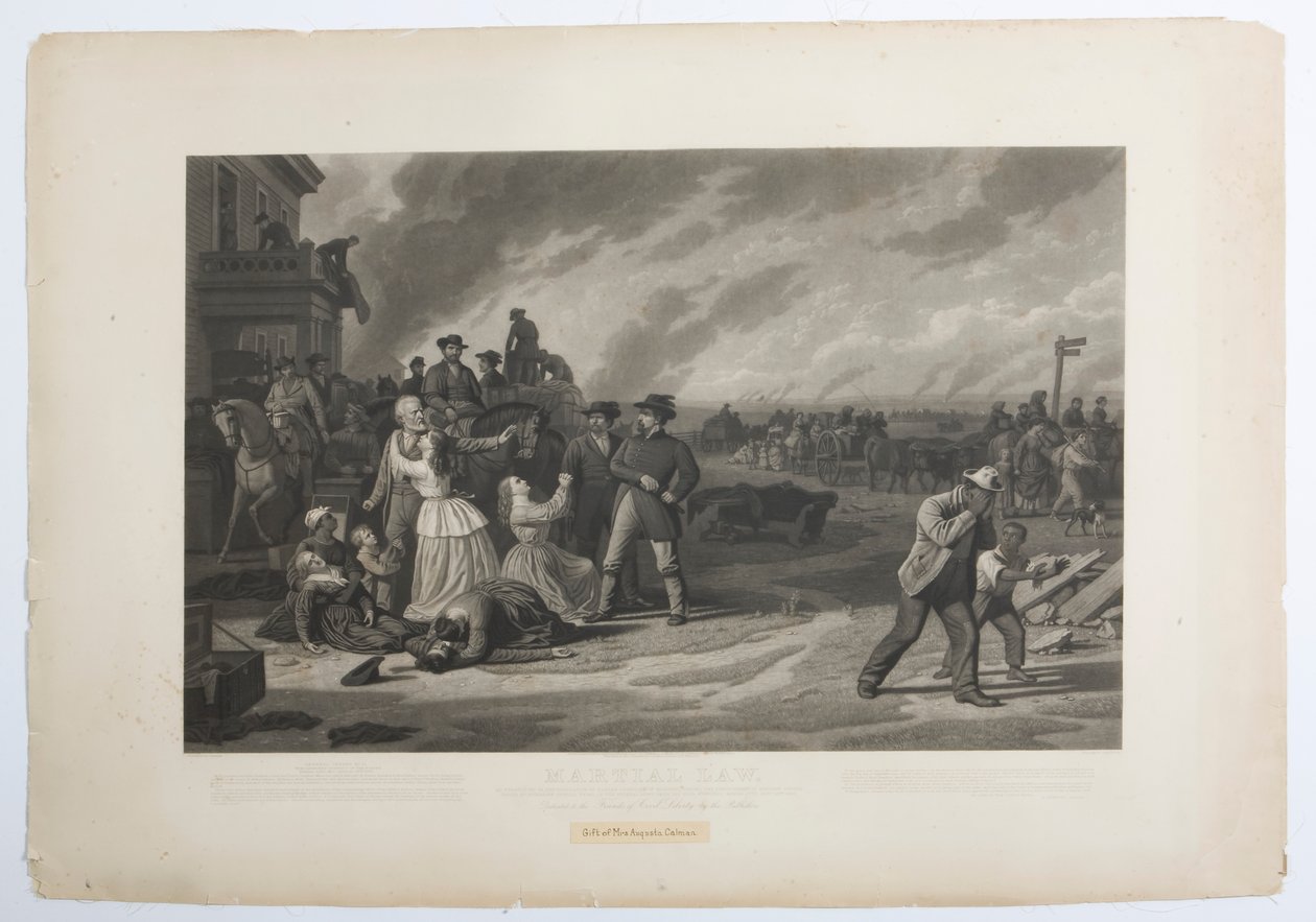 Nadruk przedstawiający ewakuację ludności cywilnej z ich domów przez wojska federalne wymagany na mocy Rozkazu Generalnego 11. autorstwa George Caleb Bingham