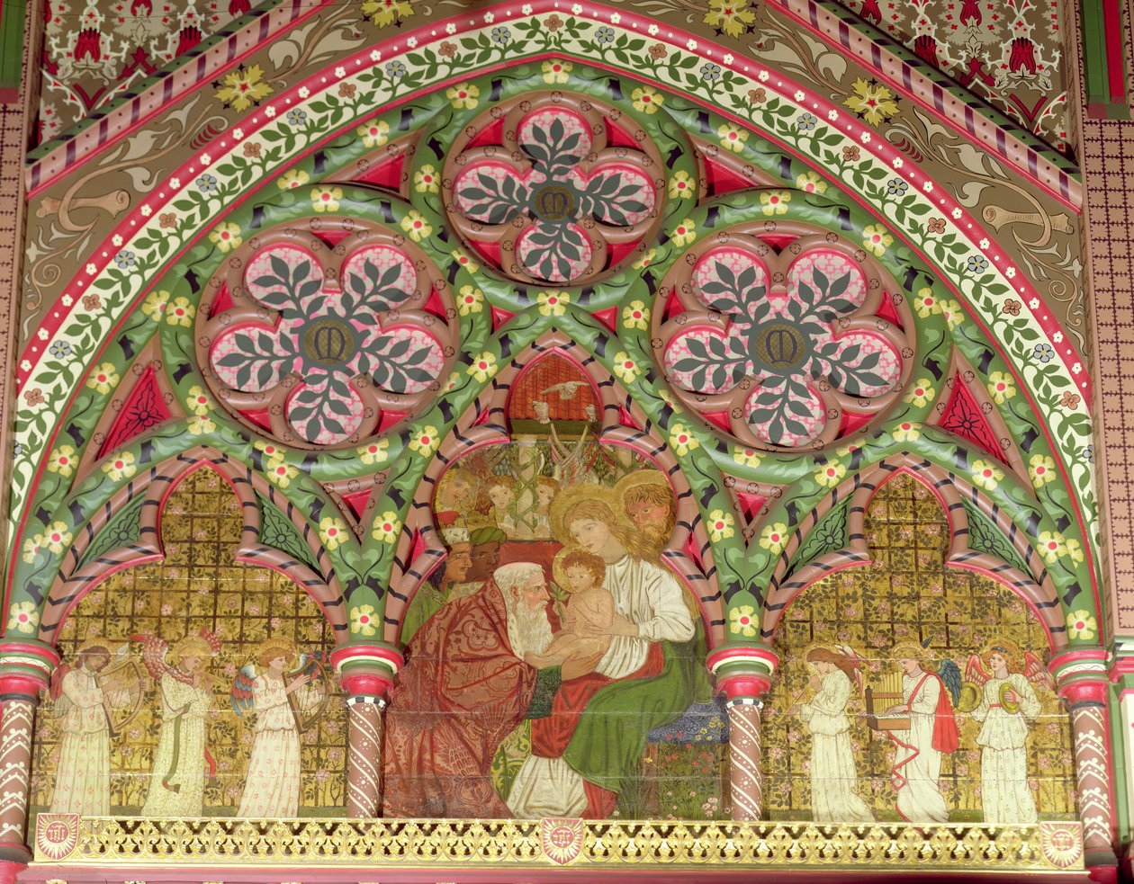 Adoracja Trzech Króli, ołtarz do projektów Williama Morrisa i Sir Edwarda Burne-Jonesa, 1861-62 autorstwa George Campfield