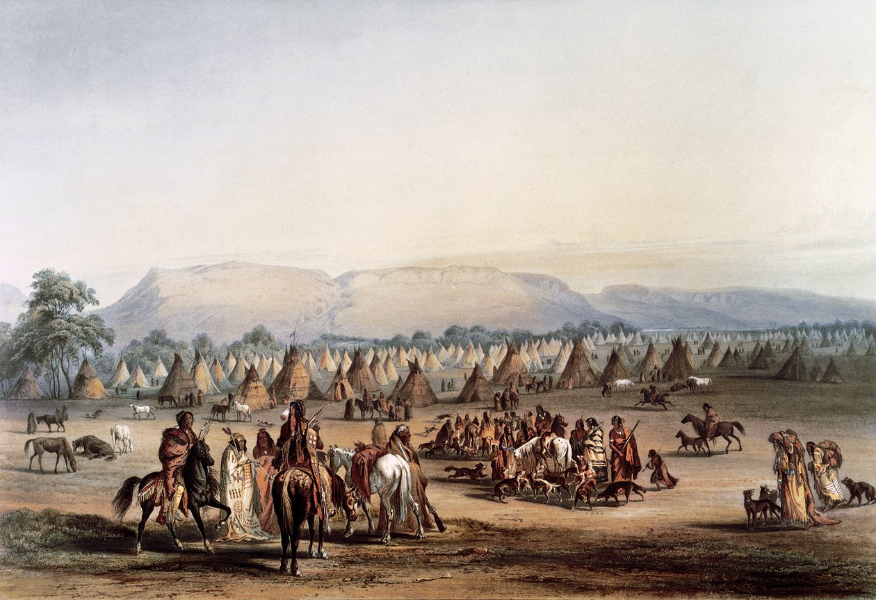 Obóz Indian Piekann autorstwa George Catlin
