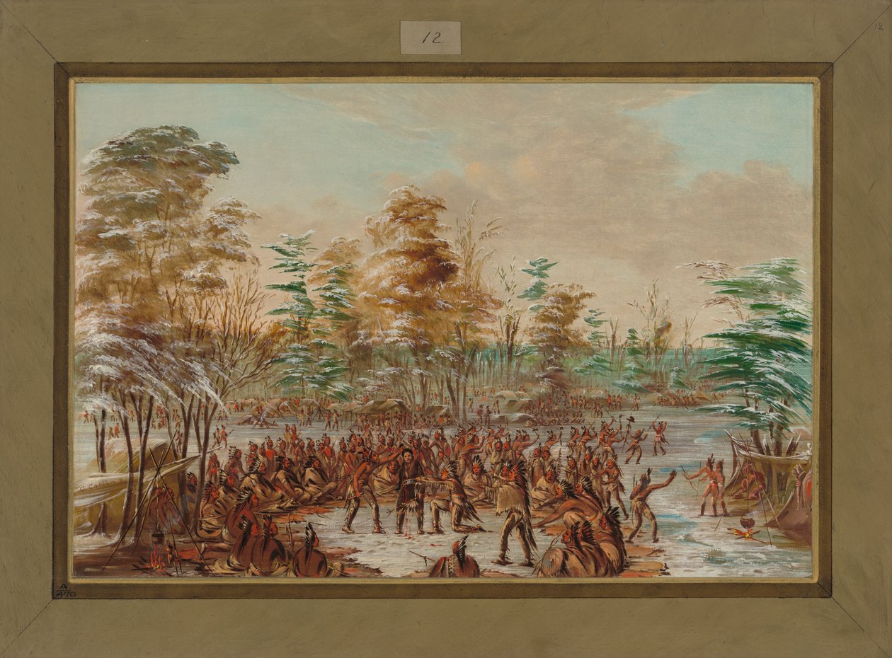 De Tonty pozywający o pokój w wiosce irokeskiej w styczniu 1680 roku, 1847-48 autorstwa George Catlin