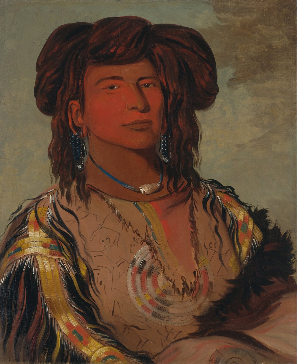 Ha-wón-je-tah, Jeden Róg, wódz plemienia Miniconjou autorstwa George Catlin