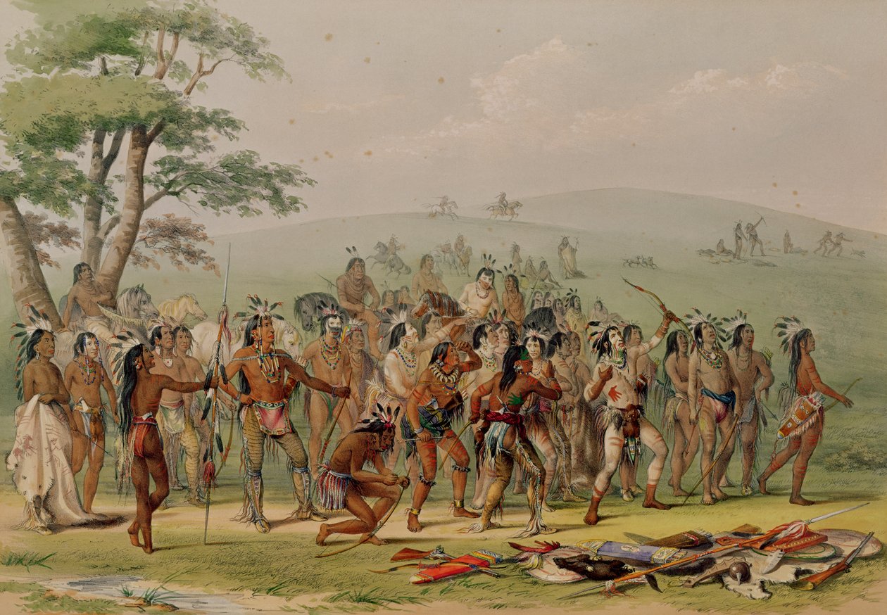 Konkurs łuczniczy Mandana, c.1832 autorstwa George Catlin