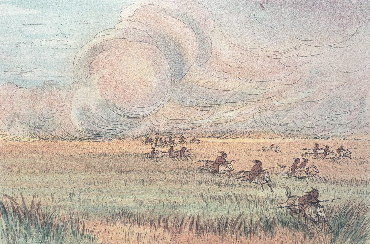 Ogień prerii w Missouri autorstwa George Catlin