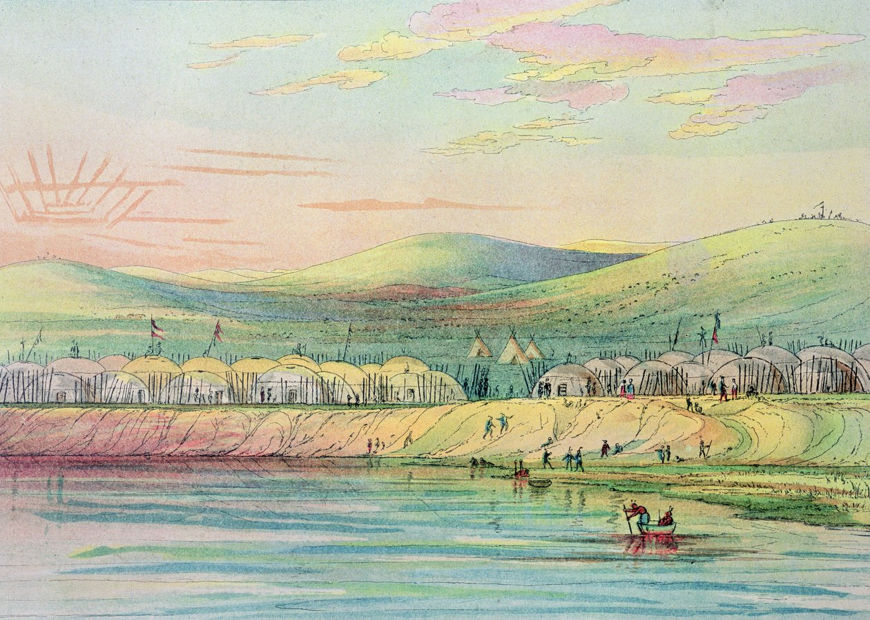 Wioska Riccae autorstwa George Catlin