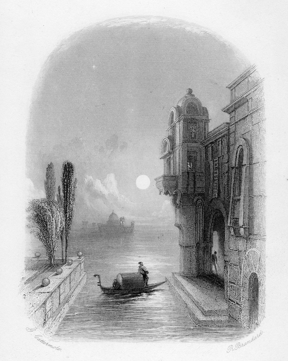 Scena w świetle księżyca w Wenecji, rytowana przez Roberta Brandarda, 1846 autorstwa George Cattermole