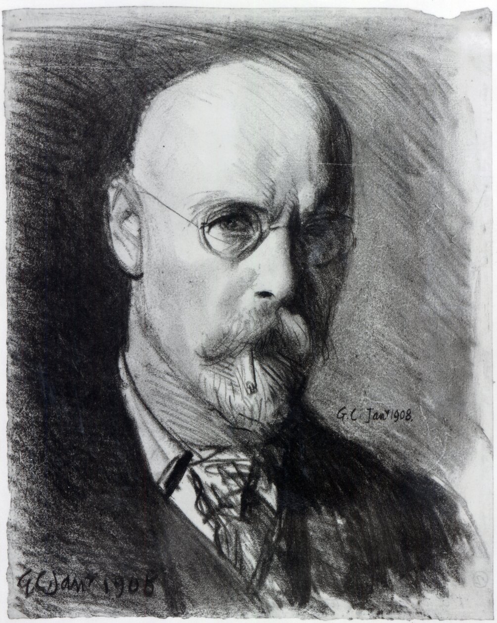 Autoportret, 1908 (węgiel na papierze) autorstwa George Clausen