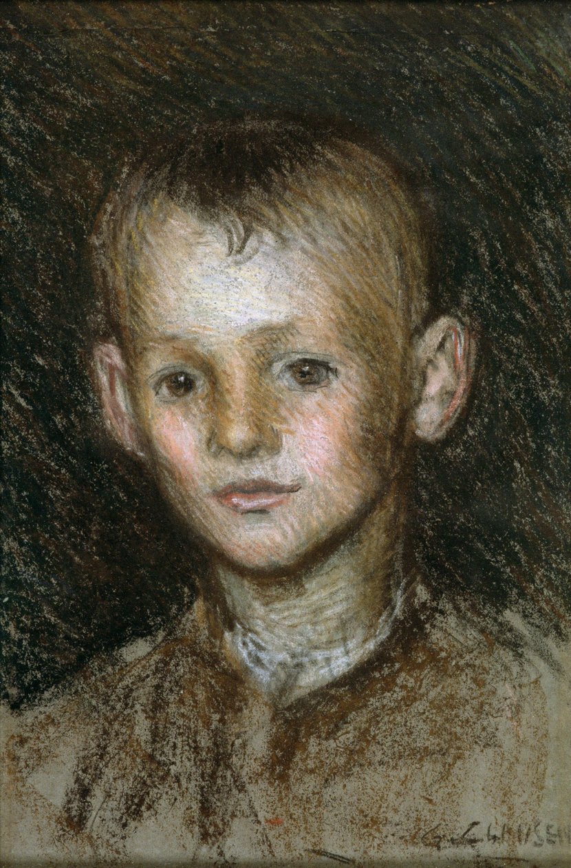 Studium chłopca z farmy (pastel na papierze) autorstwa George Clausen