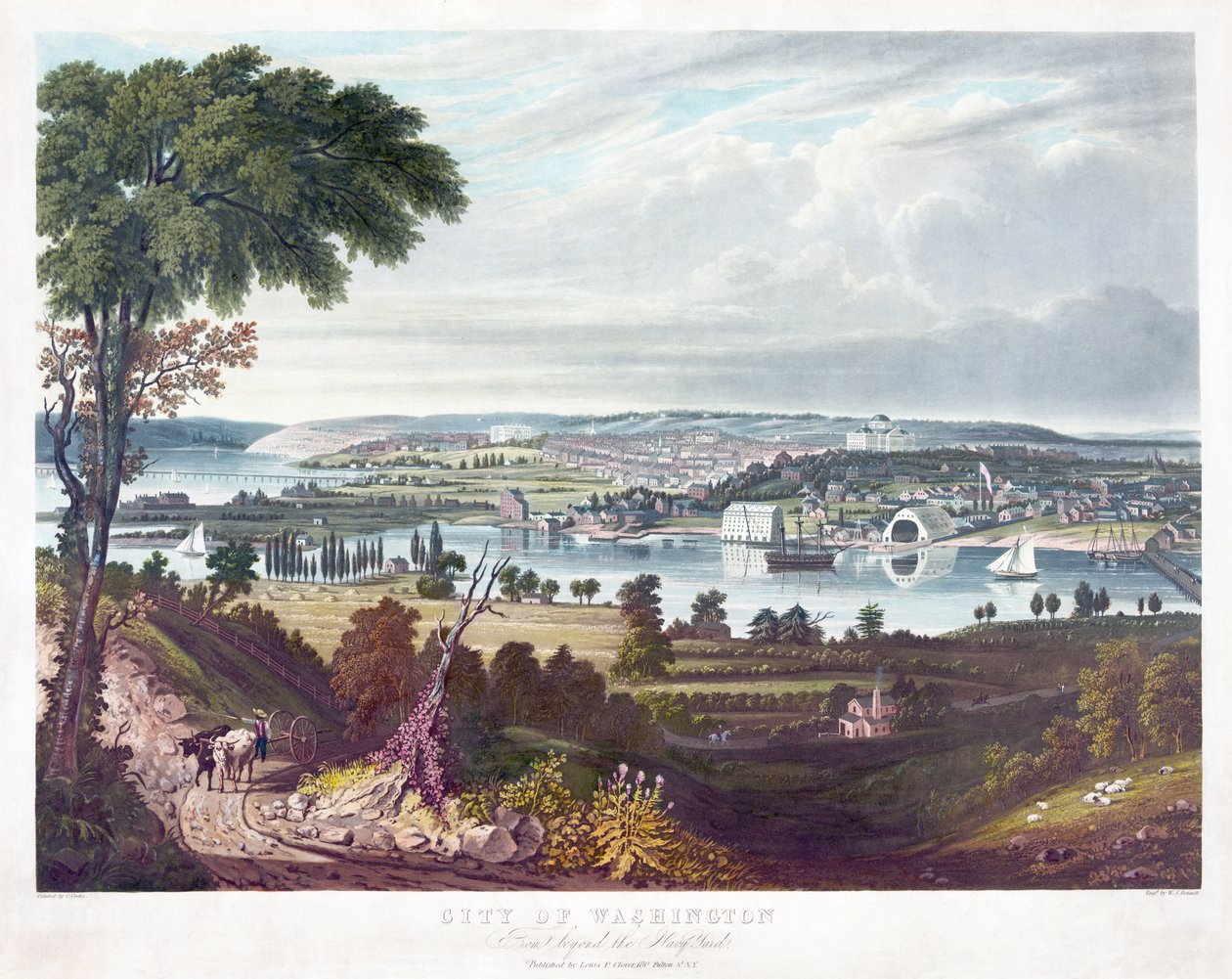 Miasto Waszyngton z Beyond Navy Yard, grawerowanie przez Williama Jamesa Bennetta (1787-1844) c.1834 autorstwa George Cooke