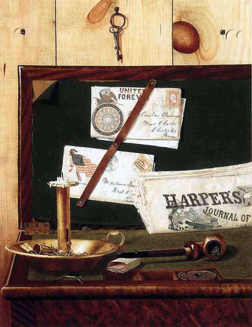 Martwa natura trompe loeil, 1892 autorstwa George Cope