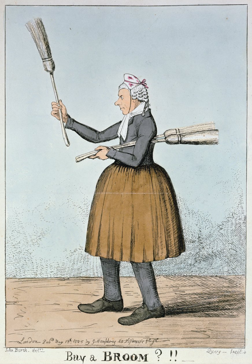 Kup miotłę!!, 1825 (akwaforta kolorowa) autorstwa George Cruikshank