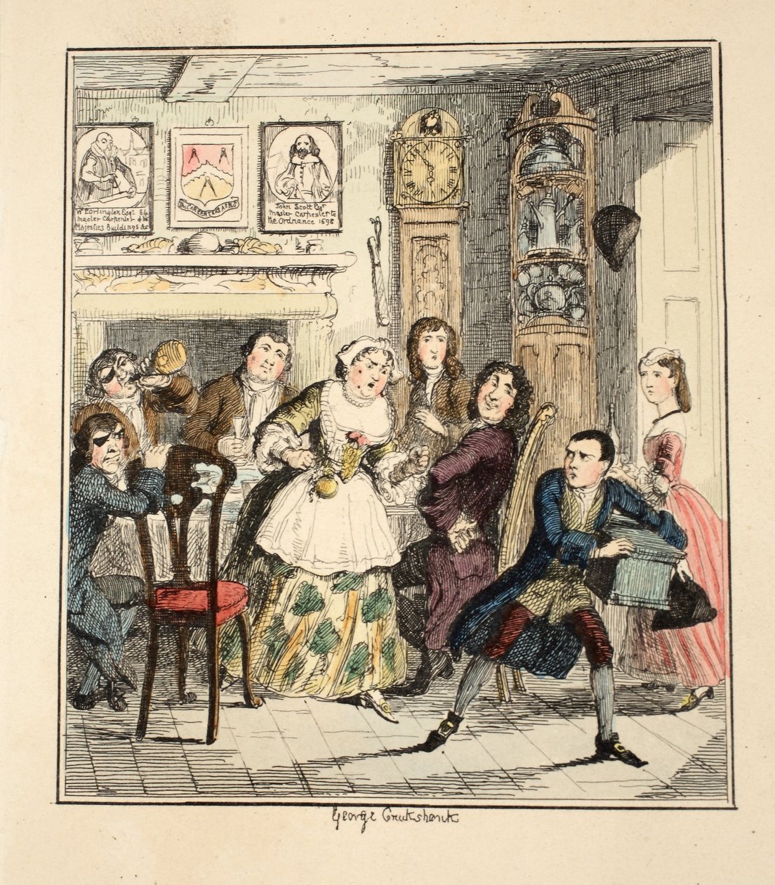 Obym został przeklęty, wymamrotał Jack Sheppard, jeśli kiedykolwiek spróbuję być szczery, ilustracja z Jack Sheppard: A Romance autorstwa Williama Harrisona Ainswortha, opublikowana w 1839 r. (ręcznie kolorowana akwaforta) autorstwa George Cruikshank