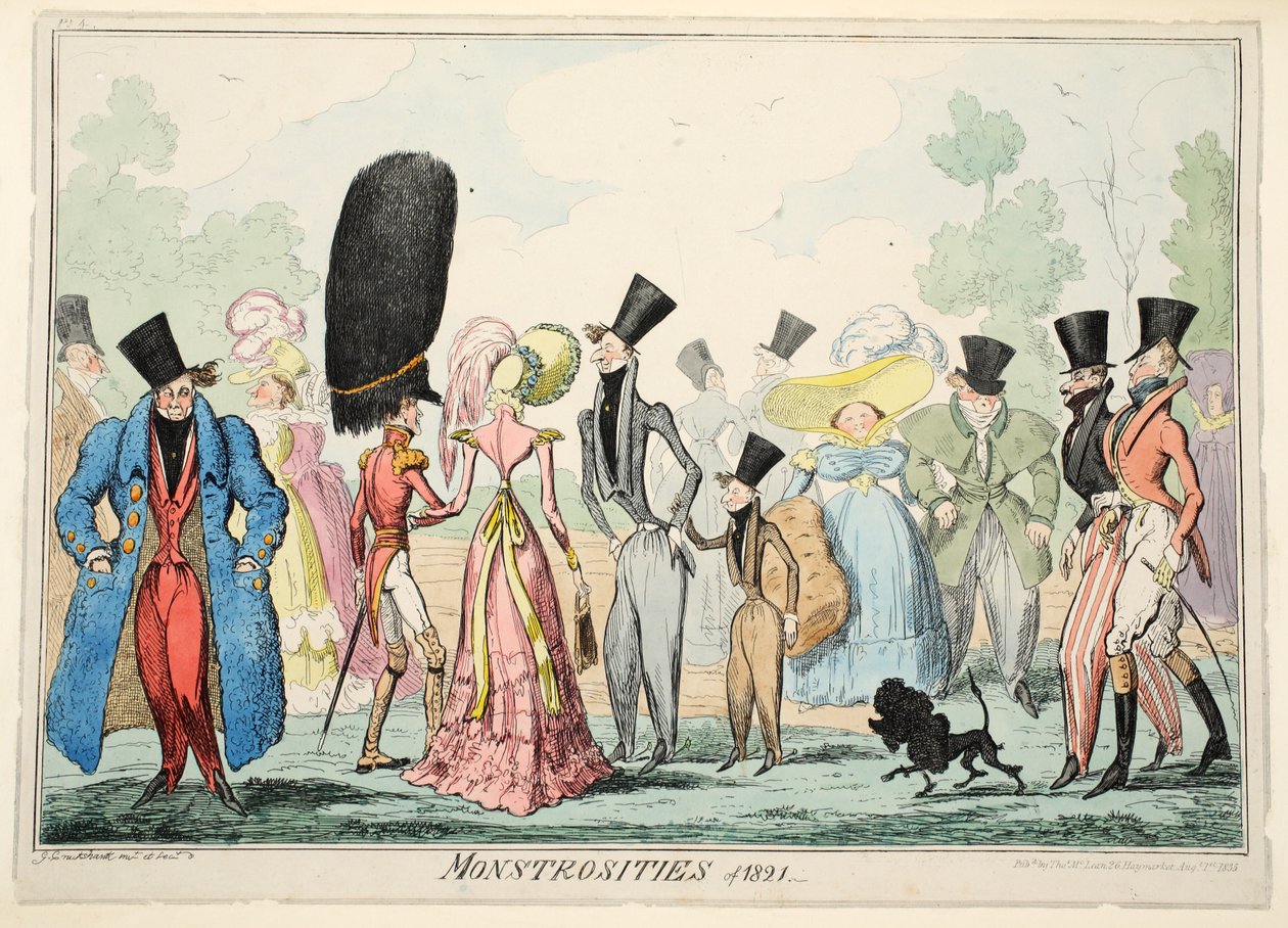 Potworności 1821, wyd. 1835 (grawerowanie ręcznie kolorowane) autorstwa George Cruikshank