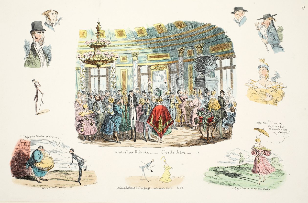 Montpellier Rotunda, Cheltenham, wyd. 1833 (akwaforta ręczna) autorstwa George Cruikshank