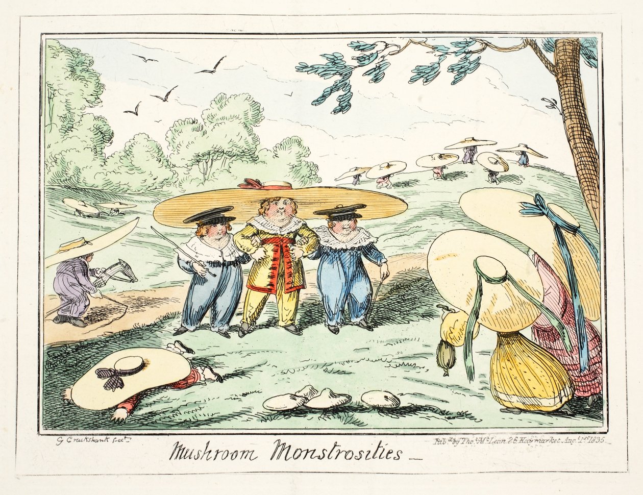 Grzybowe potworności, wyd. 1835 (grawerowanie ręcznie kolorowane) autorstwa George Cruikshank