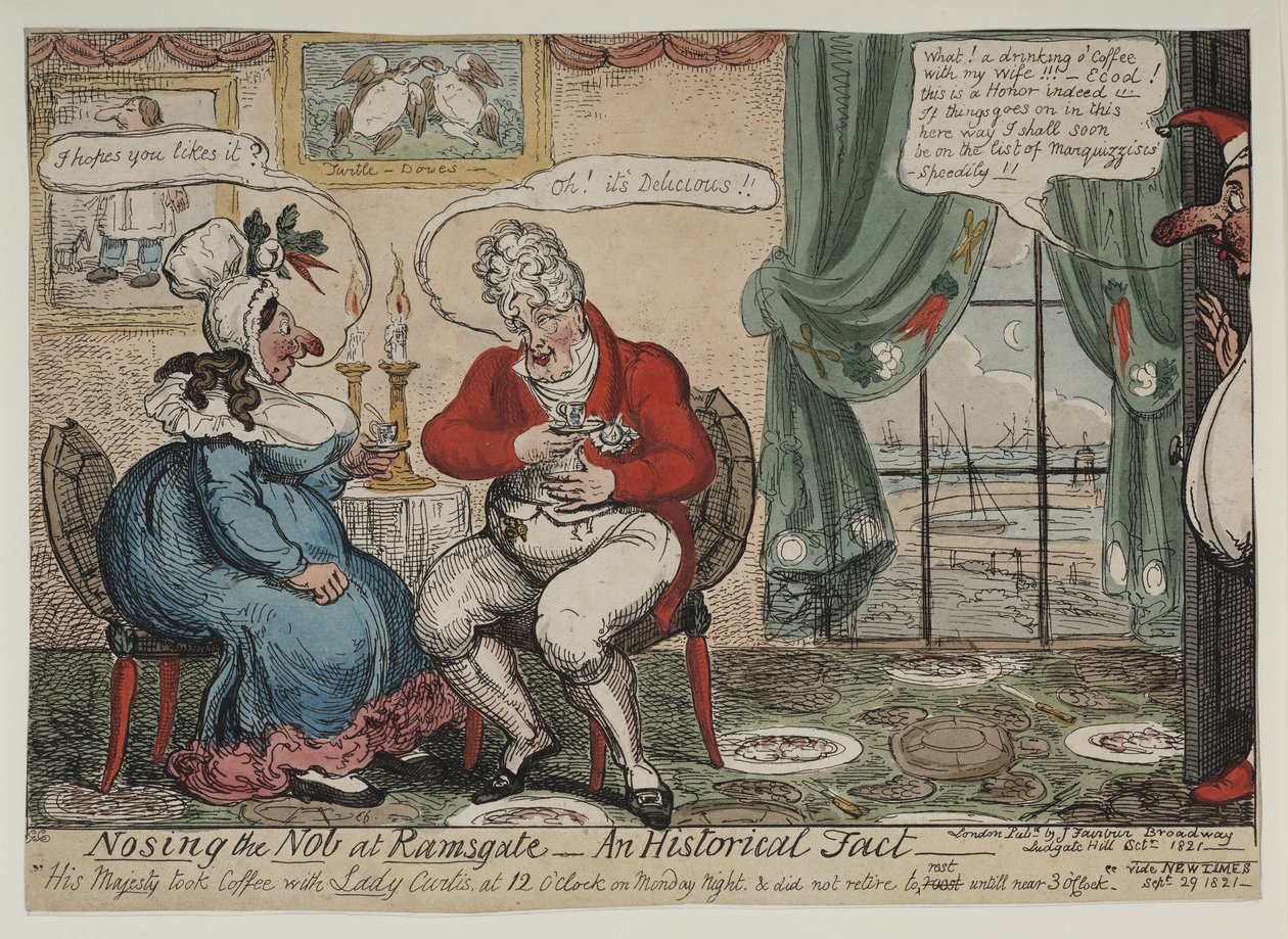 Nosing nob w Ramsgate - fakt historyczny, 1821 autorstwa George Cruikshank