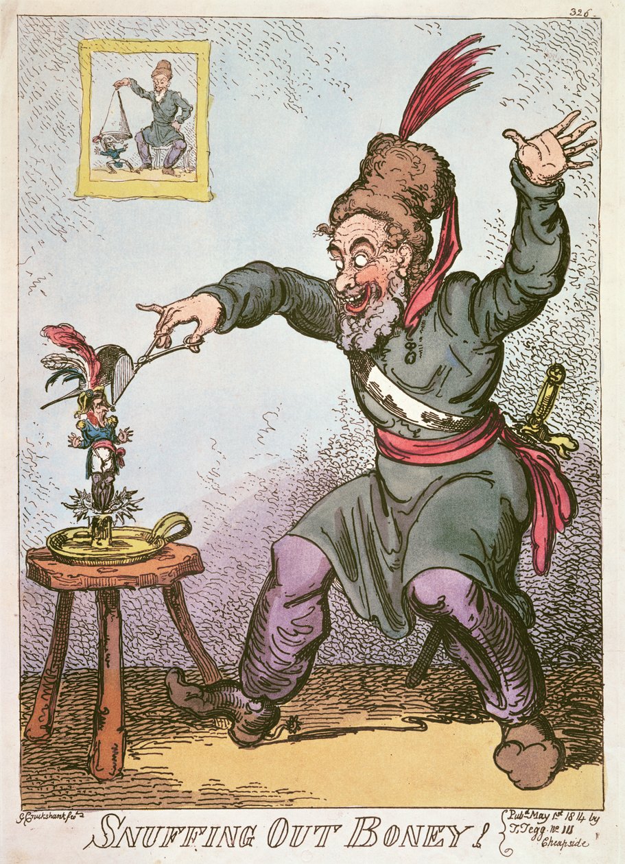Gaszenie kości, 1814 (kolorowa litografia) autorstwa George Cruikshank