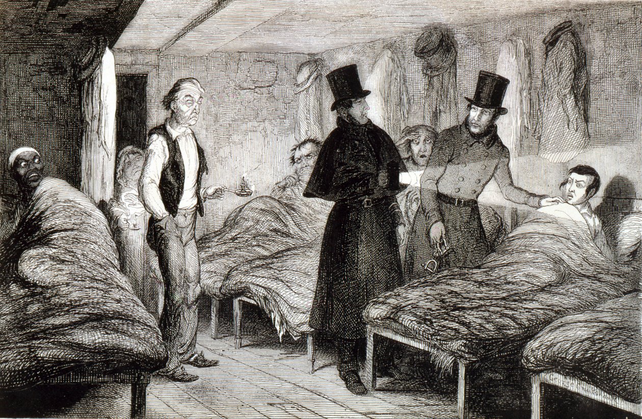 Aresztowanie chłopca, tablica 4 z „Dzieci pijaka”, 1848 autorstwa George Cruikshank