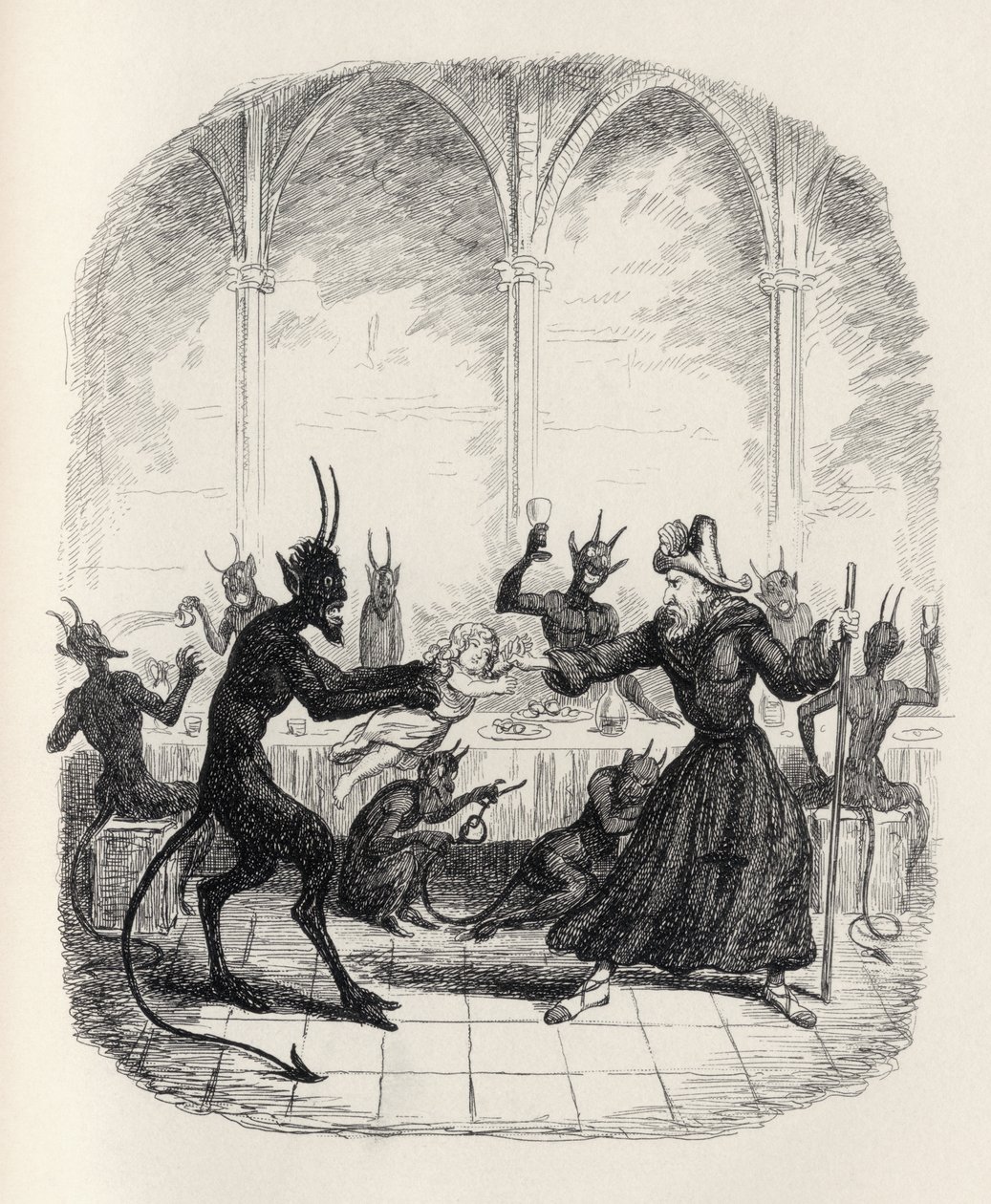 Lay of St. Cuthbert, z „Legend Ingoldsby” Thomasa Ingoldsby, wydanej przez Richarda Bentleya und Son, 1887 autorstwa George Cruikshank