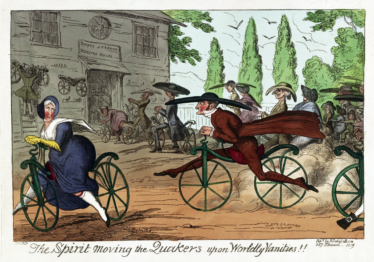 Duch porusza kwakrów po światowych próżnościach!!, wyd. 1819 (ręcznie kolorowane grawerowanie) autorstwa George Cruikshank