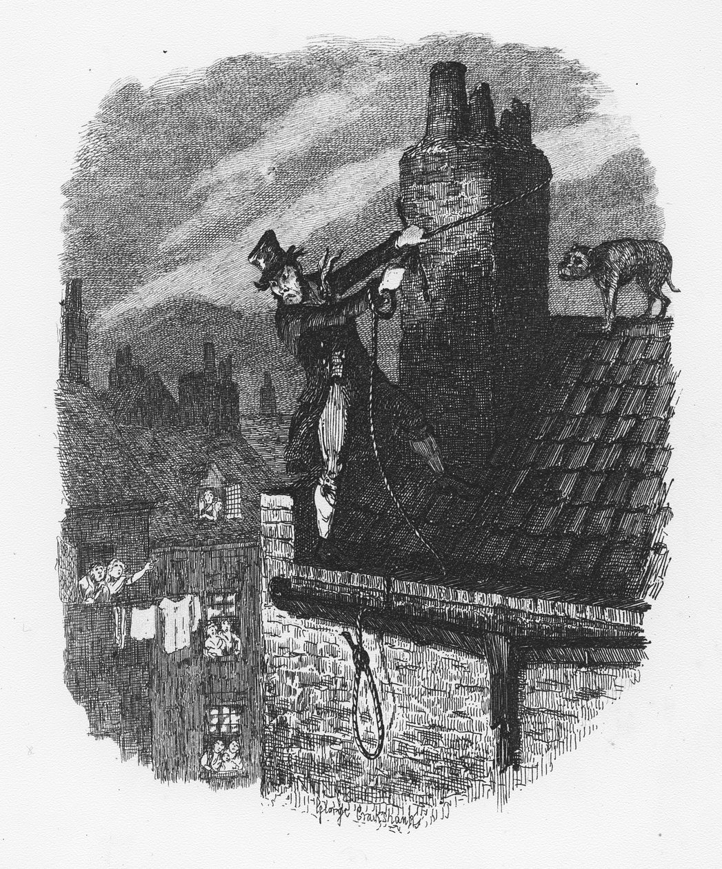 Ostatnia szansa, z „Przygód Olivera Twista” Charlesa Dickensa (1812-70) 1838 autorstwa George Cruikshank