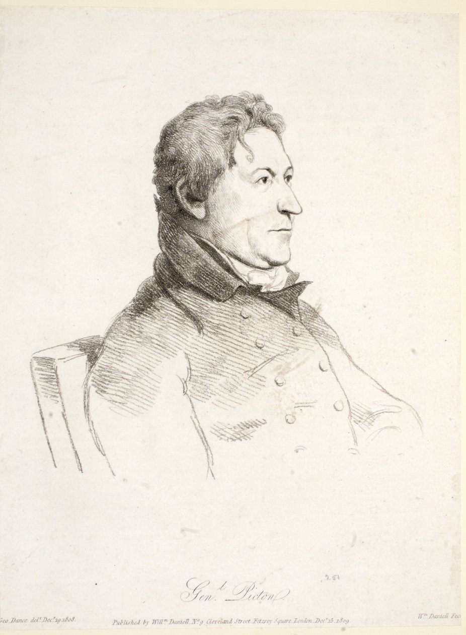 Generał Picton, 19 grudnia 1808, wyd. William Daniell 1809 autorstwa George Dance