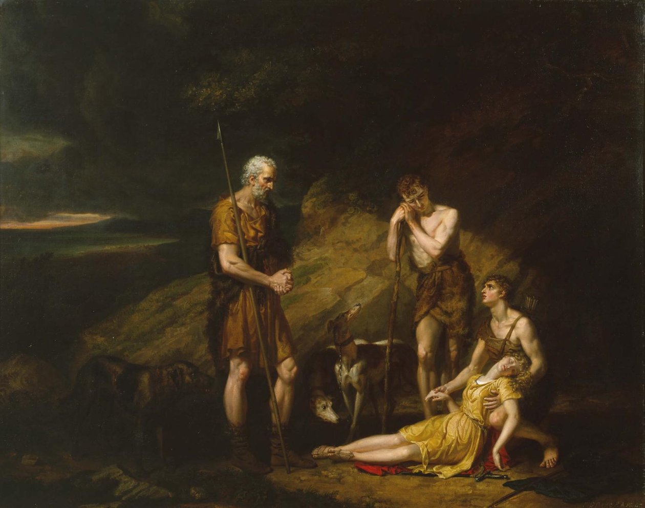 Imogen znaleziona w Jaskini Belarius autorstwa George Dawe