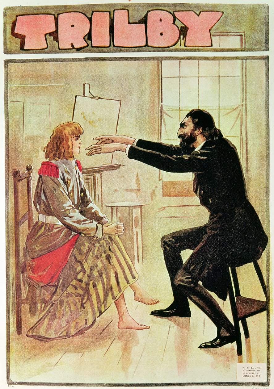 Trilby zahipnotyzowany przez Svengalego, ilustracja z „Trilby”, 1894 autorstwa George du Maurier