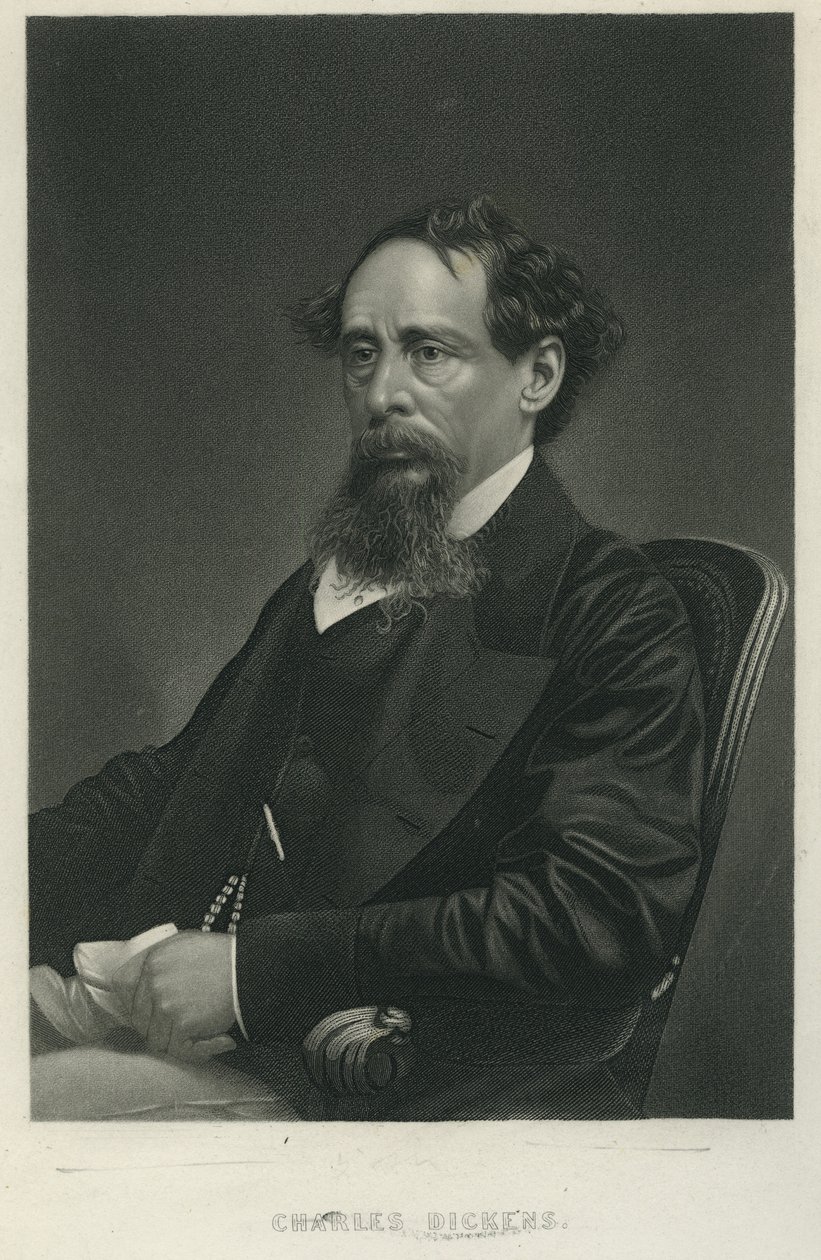 Charles Dickens, ok. 1865 (mezzotinta) autorstwa George Edward Perine