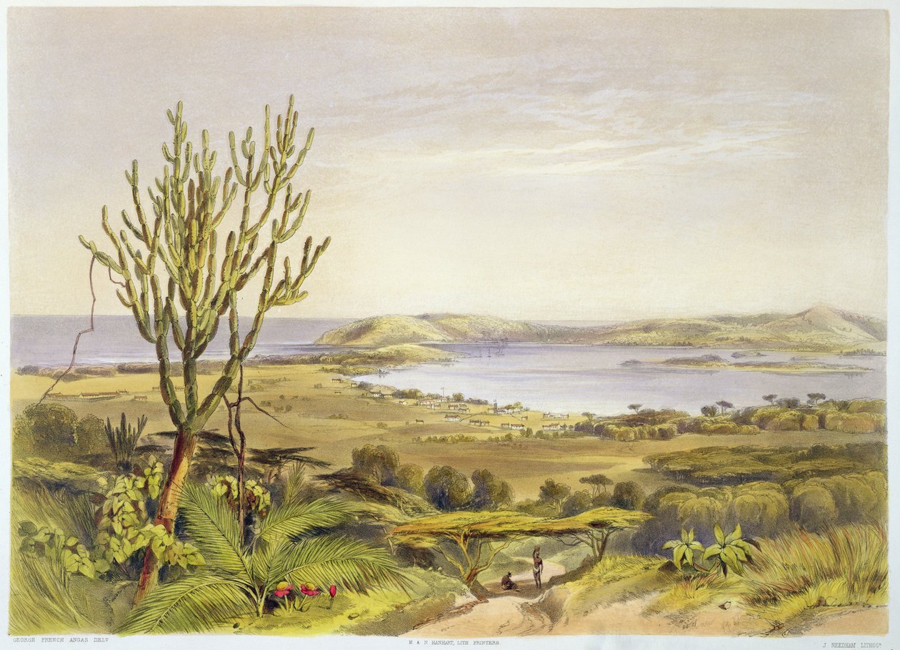 Durban, Port Natal, tablica 28 z "The Kafirs Illustrated", wyryta przez J. Needham, 1849 r. autorstwa George French Angas