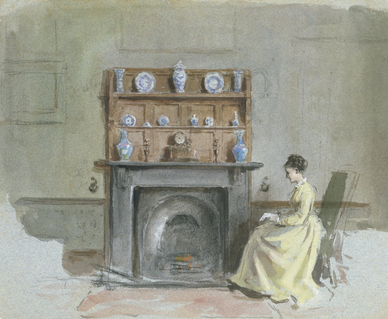 Pani siedząca przy kominku autorstwa George Goodwin Kilburne