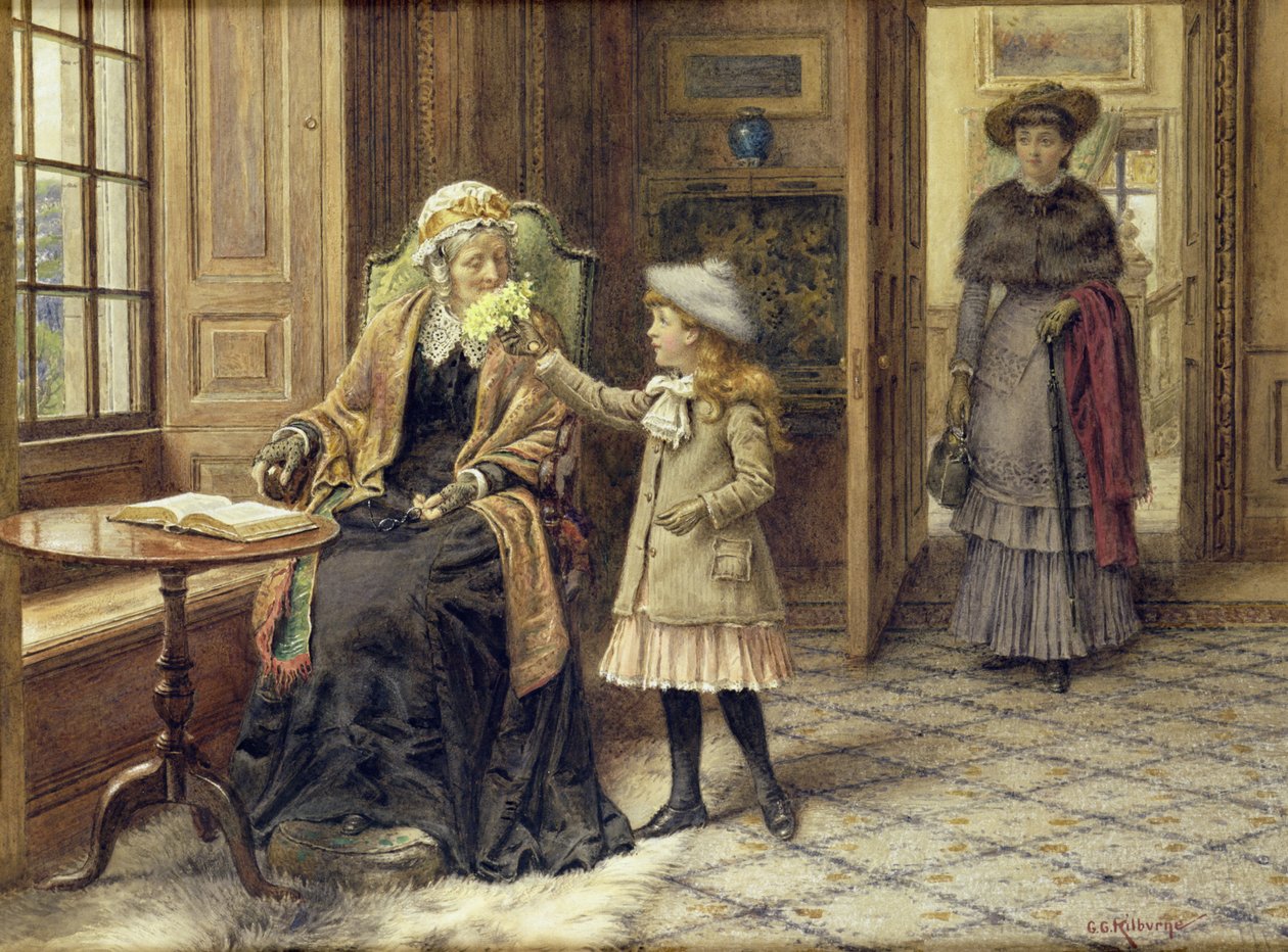 Posy dla babci autorstwa George Goodwin Kilburne