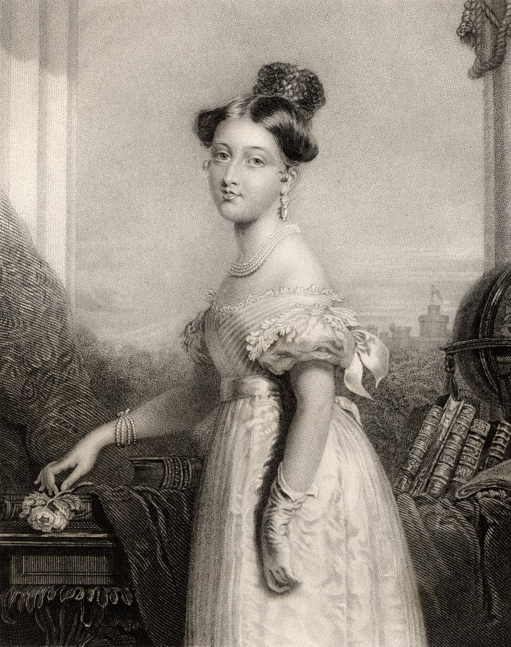 Księżniczka Aleksandryna Wiktoria z Saxe-Coburg, rycina J. Cochran, z „Narodowej Galerii Portretów, tom IV”, wydana ok. 1820 r. autorstwa George Hayter