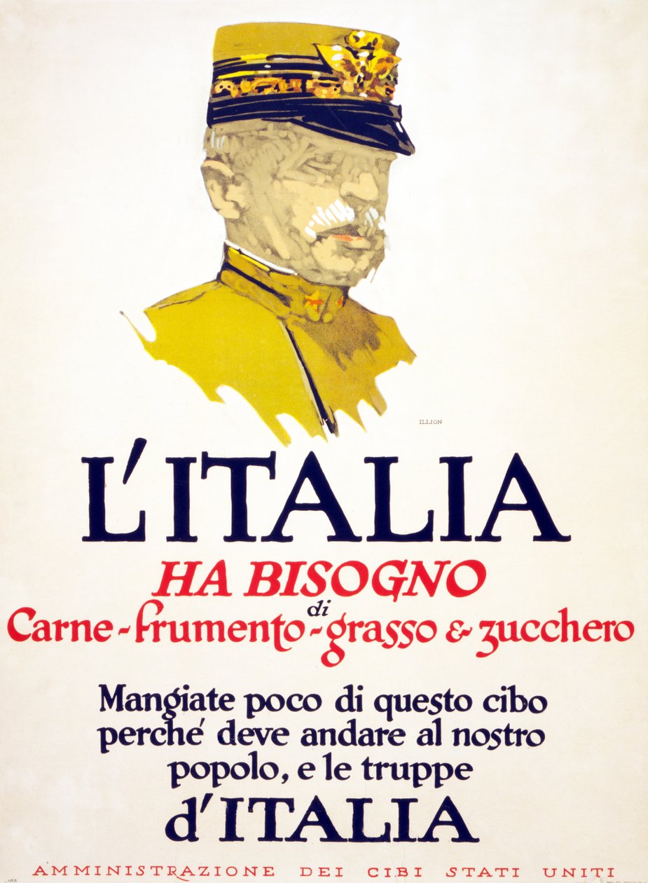 Włochy potrzebują mięsa, pszenicy, tłuszczu i cukru, 1917 autorstwa George Illian