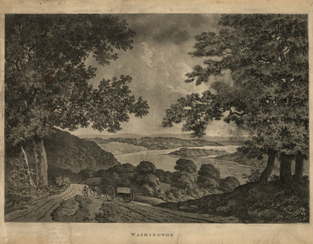 Waszyngton, 1795 (akwatinta) autorstwa George Isham Parkyns