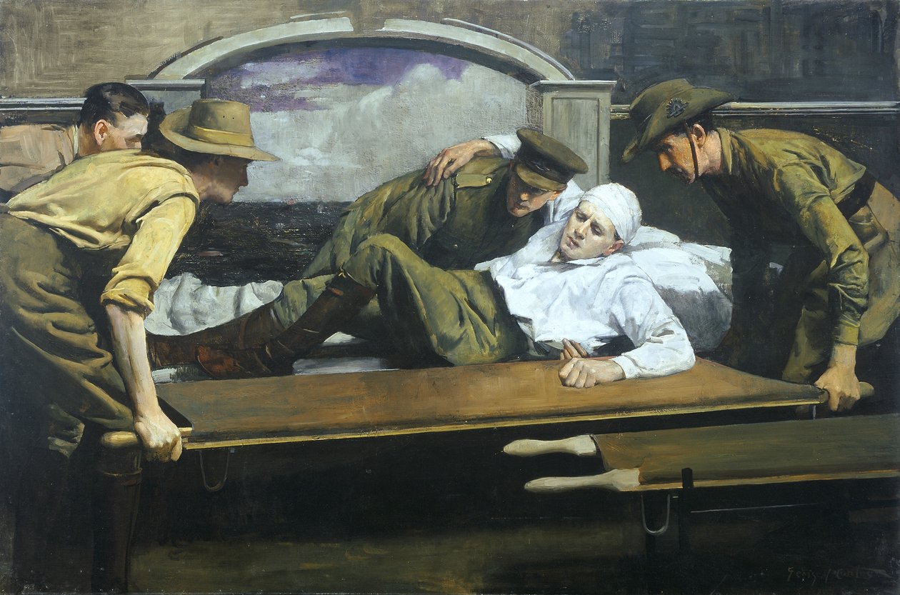 Stacja rozliczeń poszkodowanych, 1920 autorstwa George James Coates