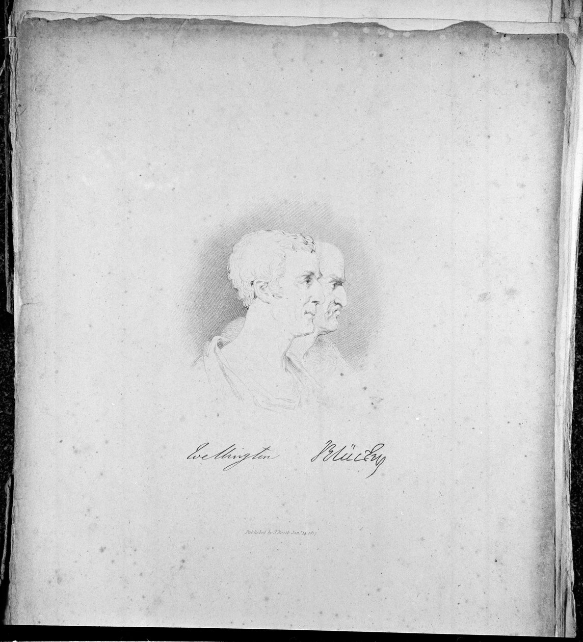 Portrety profilowe Wellingtona i Blüchera, ryciny Samuela Mitana, 1817 autorstwa George Jones