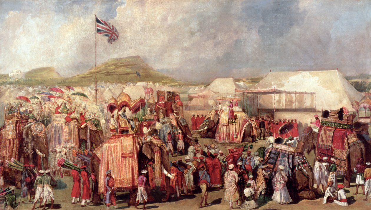 Rdzenni książęta przybywający do obozu na Imperial Assemblage w Delhi, 1877 r autorstwa George Landseer