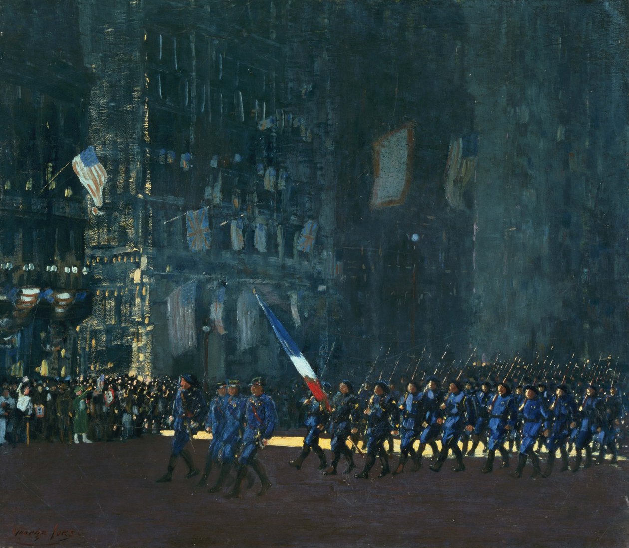 Błękitne Diabły na Piątej Alei autorstwa George Luks