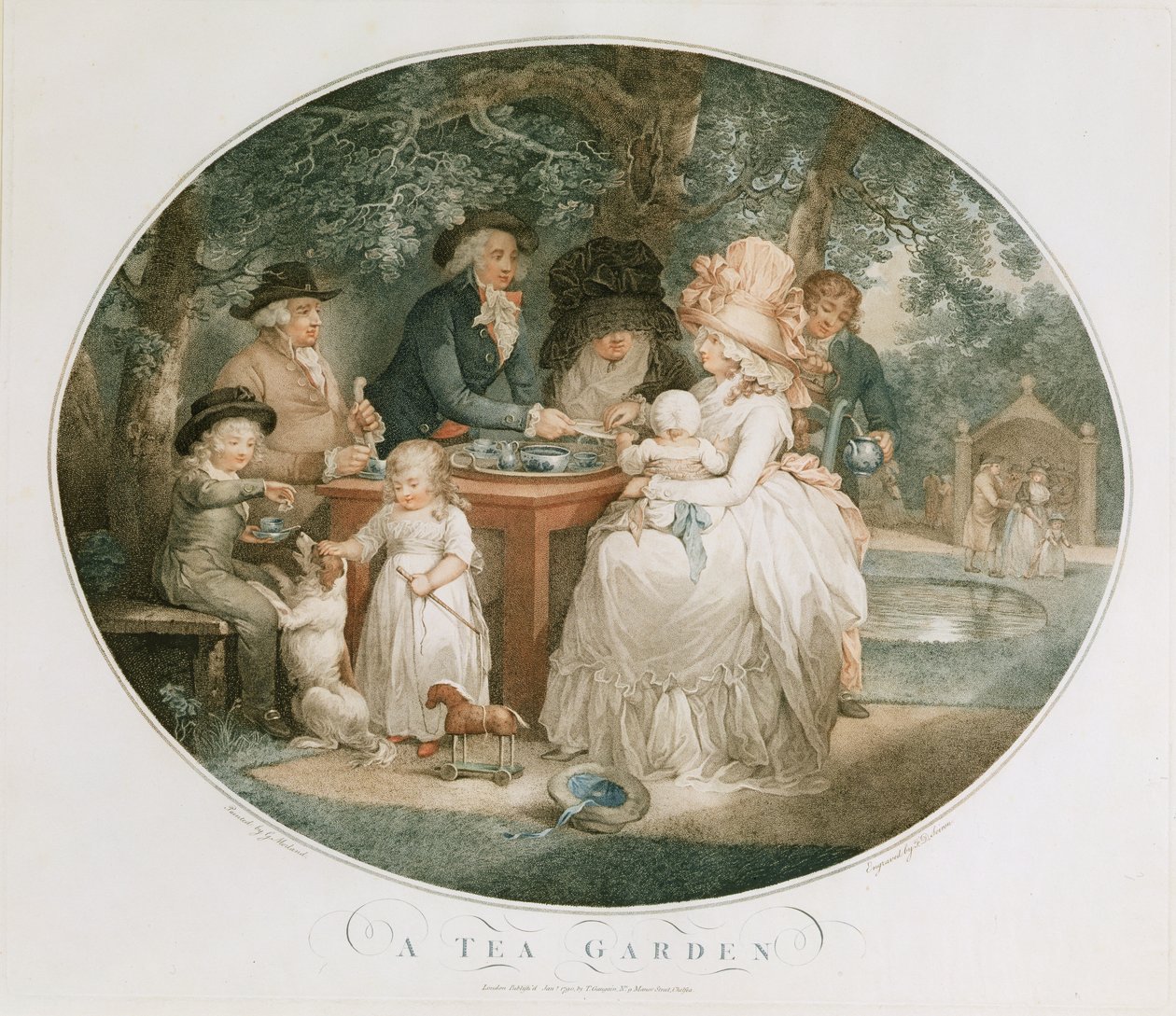 Herbaciany ogród, rytowany przez Francois David Soiron (ur. 1764), 1790 (kolor grawerowany) autorstwa George Morland