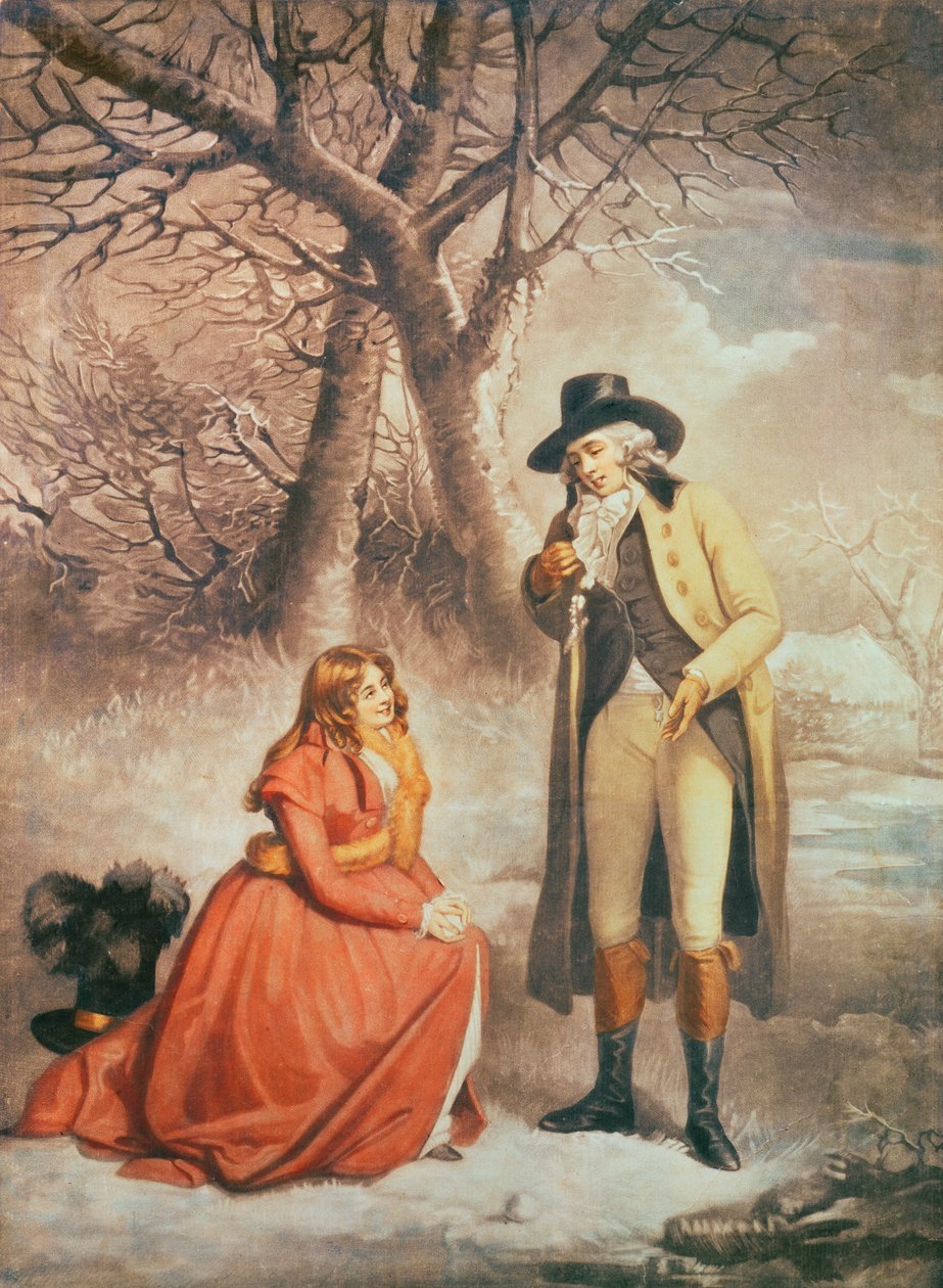Pan i kobieta w zimowej scenerii autorstwa George Morland