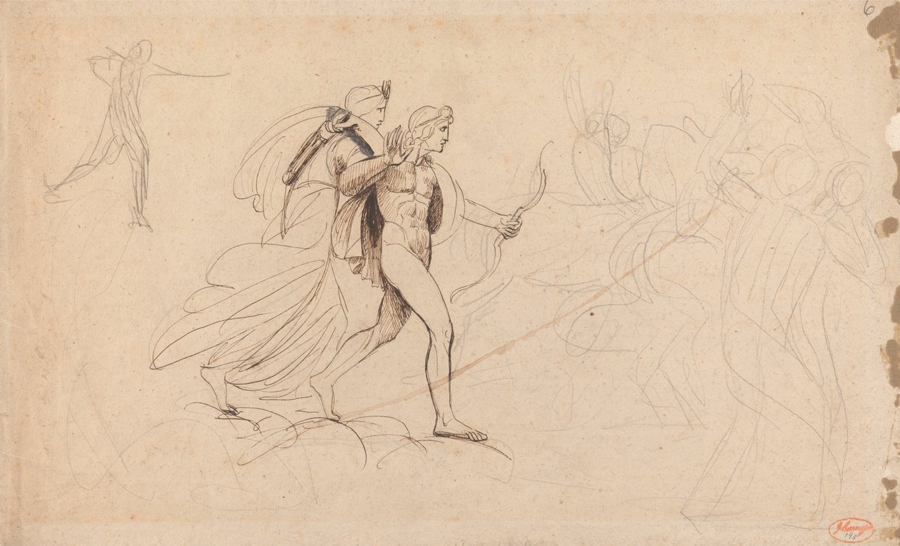 Apollo i Diana za zniszczenie dzieci Niobes autorstwa George Romney