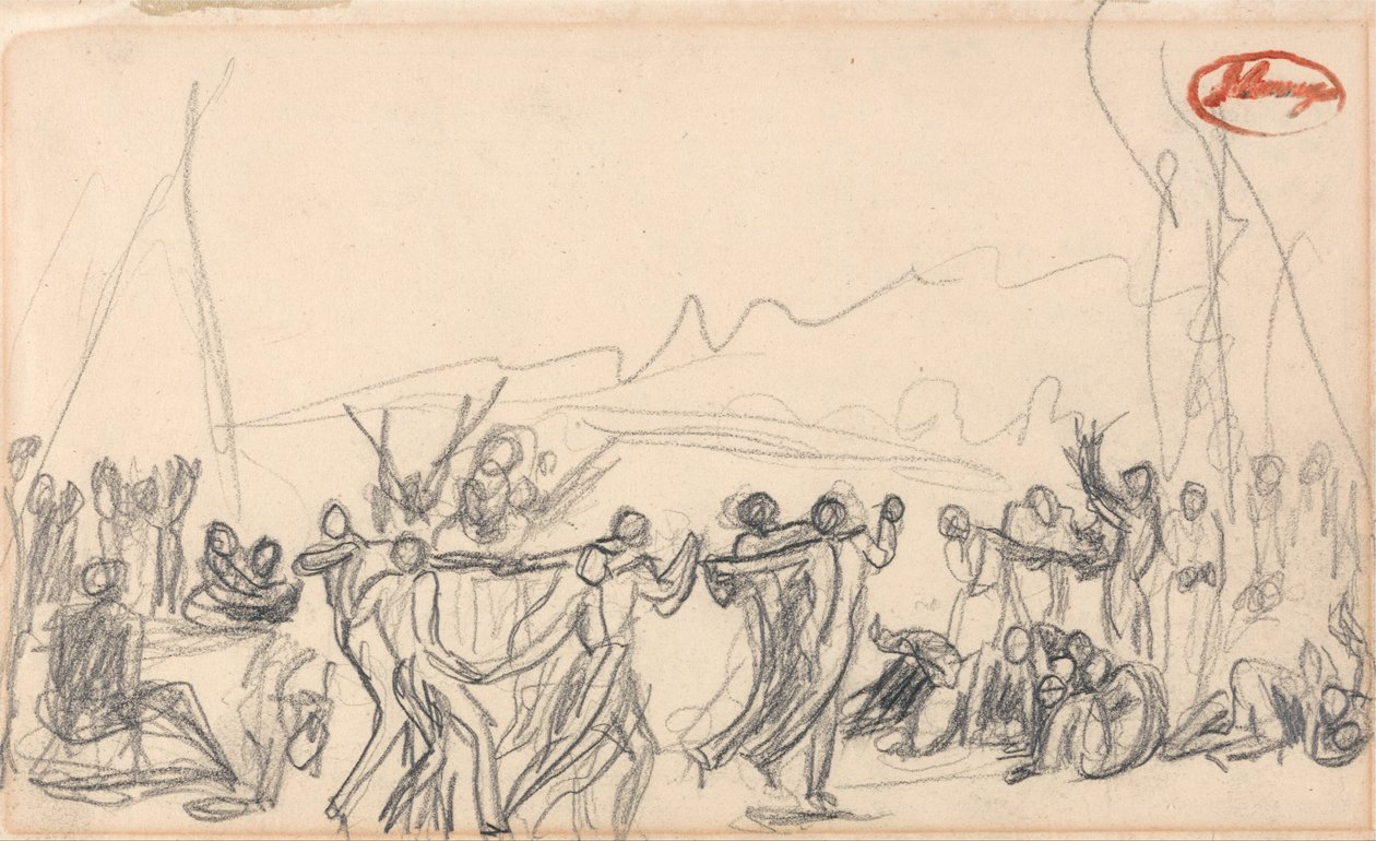 Scena bachanalia (prawdopodobnie przedpotopowa) autorstwa George Romney
