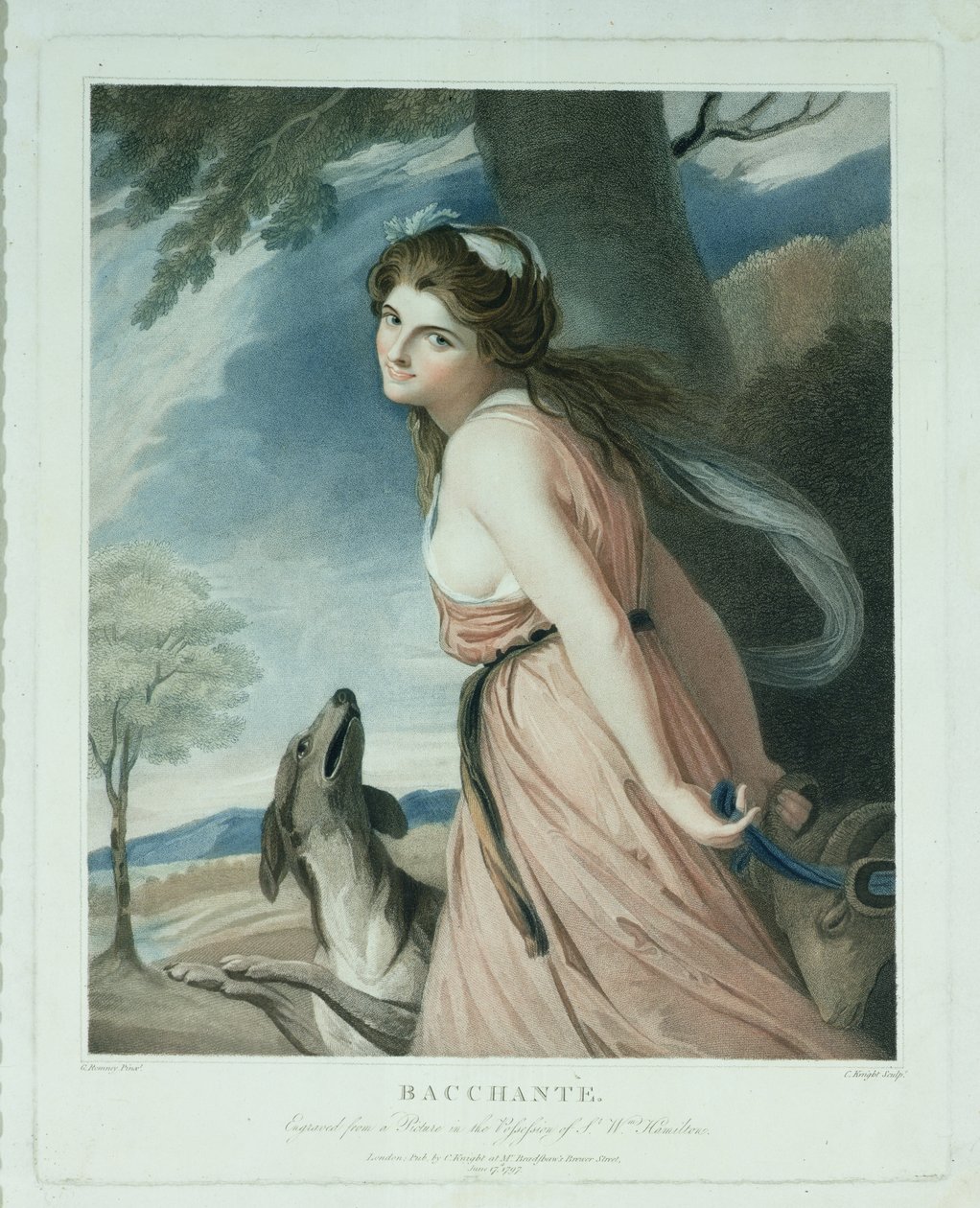 Bachantka, grawerowana i pub. Charles Knight (1743-c.1826), 1797 (Grawerowanie kropkowane) autorstwa George Romney