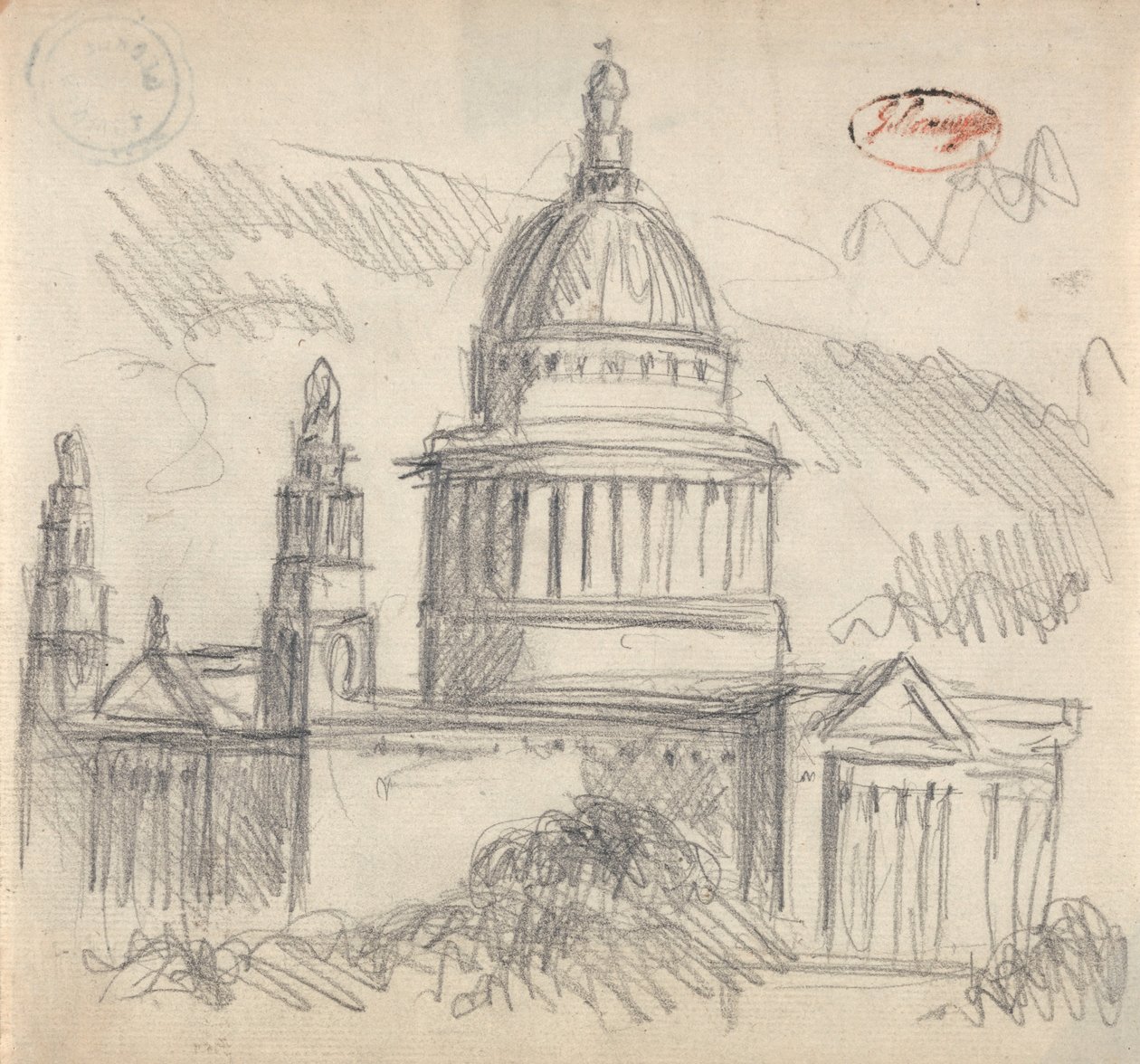 Prawdopodobnie Saint Pauls, Londyn autorstwa George Romney
